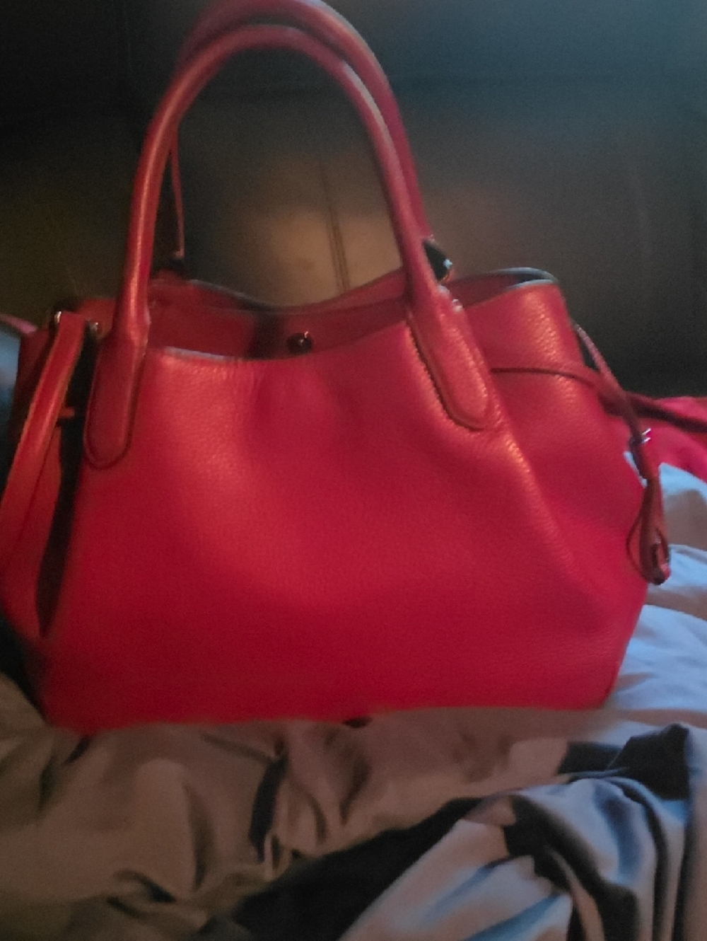 Kate Spade Pebbled Larfe Leather Red Jam Tote with Double Handles - Picture 4 of 9